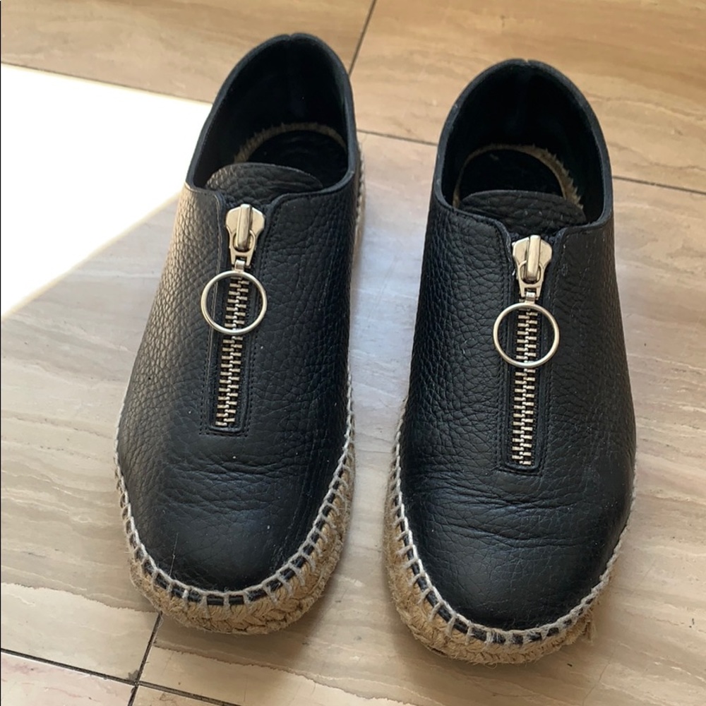 Alexander Wang Black leather platform espadrilles